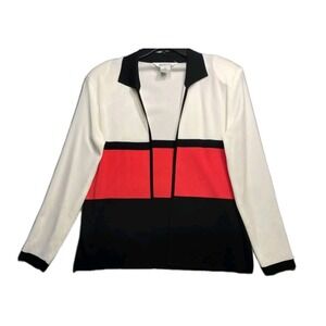 Exclusively‎ Misook Cardigan Open Front Womens Medium Colorblock Church Wear